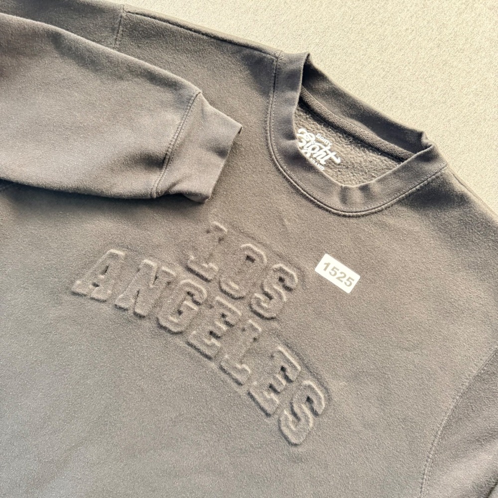 Eighty Eight Brand Mens Los Angeles Embossed Sweatshirt Black Crewneck Medium